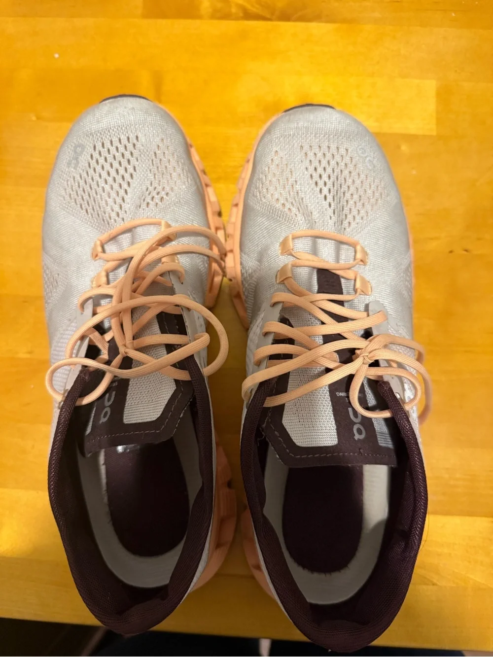 On Running Women's Athletic Sneakers in Peach and Beige
